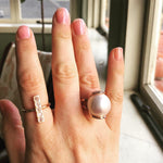Baby Armadillo™ White Pearl + Pink Diamond ring