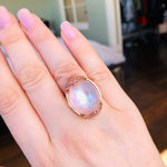 Baby Armadillo™ Rainbow Moonstone + Lavender Sapphire Ring